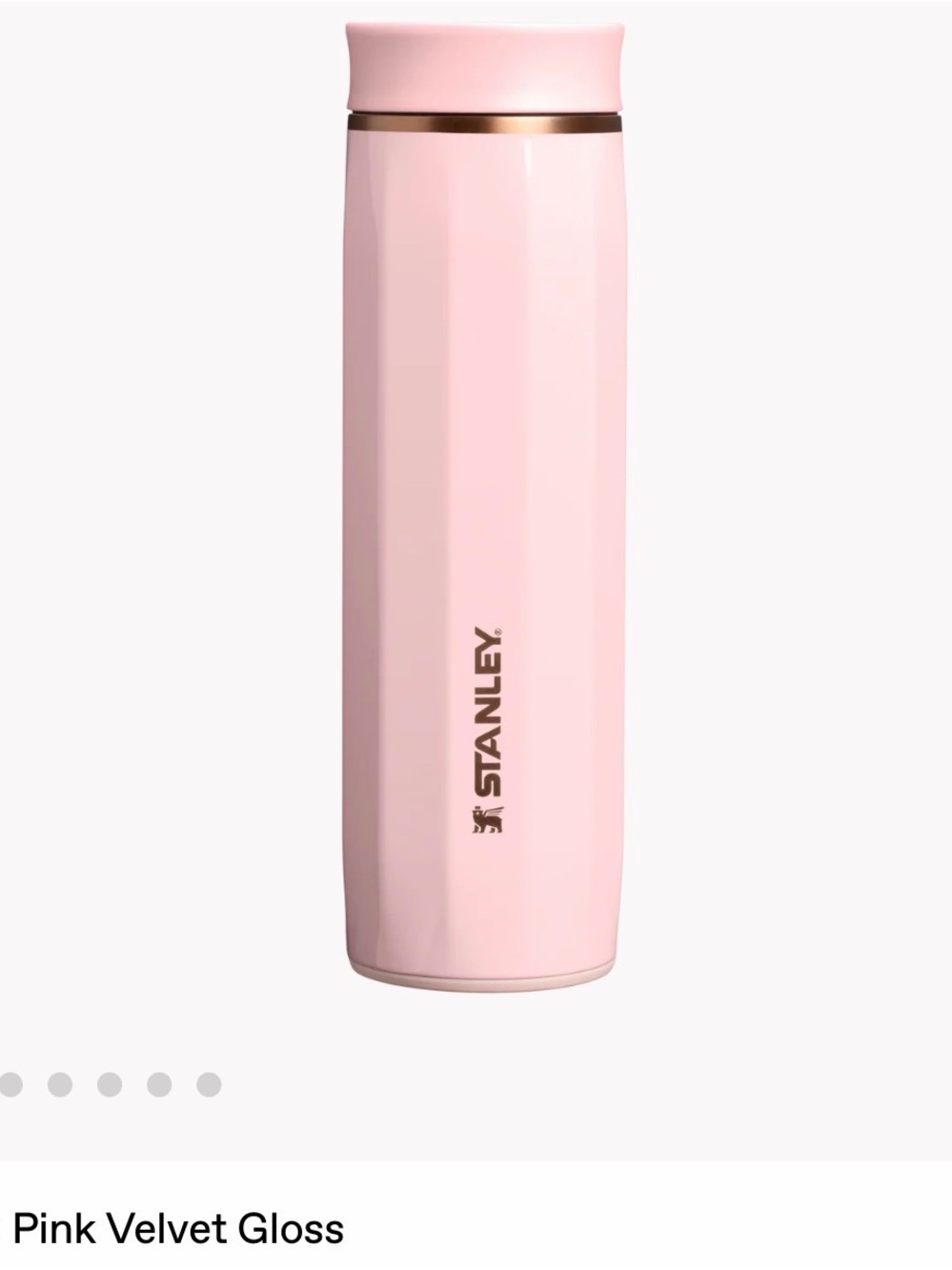Stanley Pink Gloss Travel Tumbler with Rose-Gold Accent
